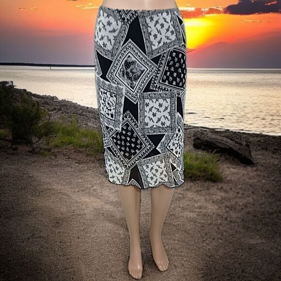 Vtg 90s‎ Patchwork Print Midi Skirt S Lettuce Hem Sheer Overlay Bohemian Grunge. - Picture 16 of 16